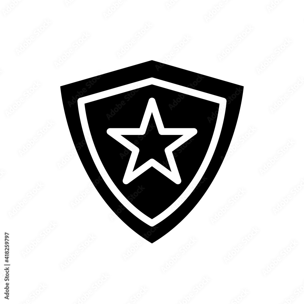 Shield star icon solid style vector Shield star icon solid style vector