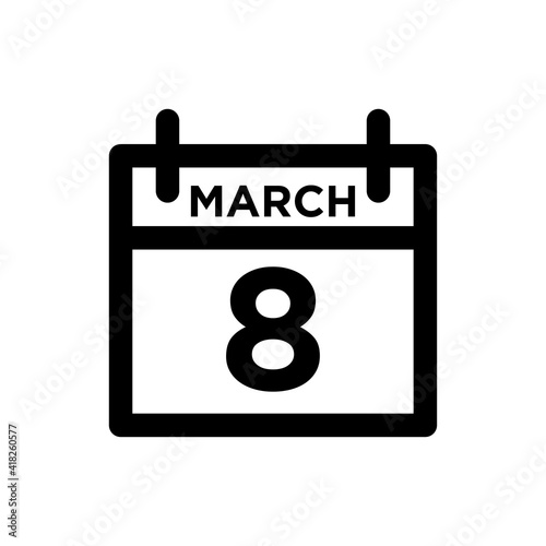 calendar march icon women day line style vector