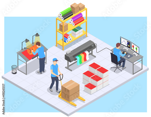 Printing House Isometric Composition