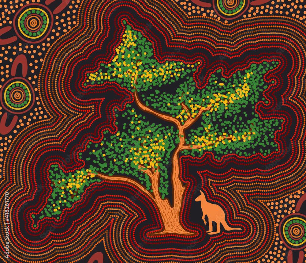 Wattle tree aboriginal art