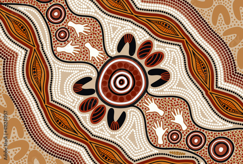 Aboriginal dot vector art background