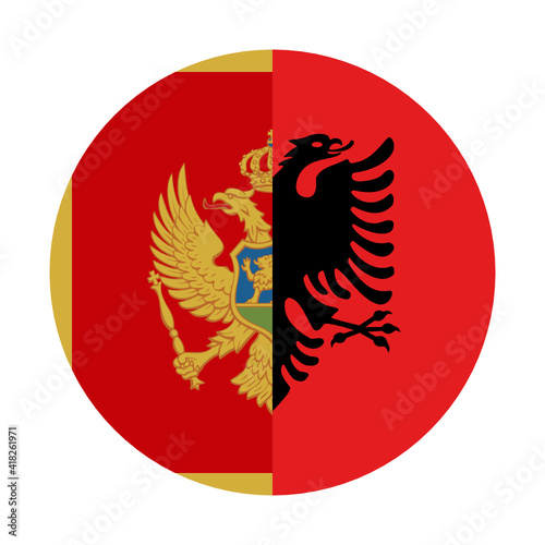 round icon with montenegro and albania flags isolated on white background
