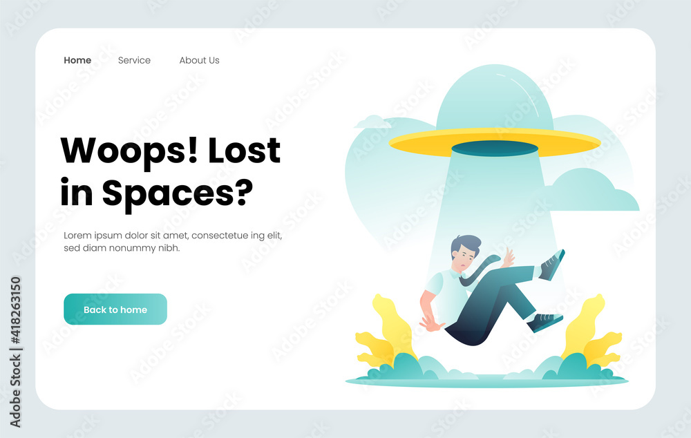Modern flat design illustration of Woops! Lost in Spaces? for error state website and mobile website Modern flat design illustration of Woops! Lost in Spaces? for error state website and mobile website