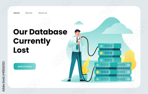 Modern flat design illustration of Our Database Curently Lost, for error state website and mobile website photo