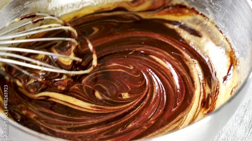 mixing chocolate cake- batter for baking cake, cookie
