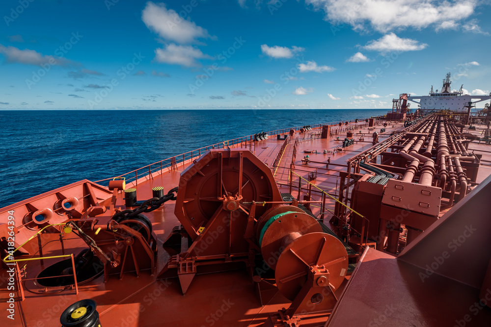 Anchor gear windlass on large crude oil tanker Stock Photo Adobe Stock