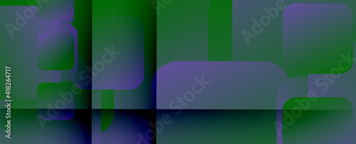 Square shapes composition geometric abstract background. 3D shadow effects and fluid gradients. Modern overlapping forms