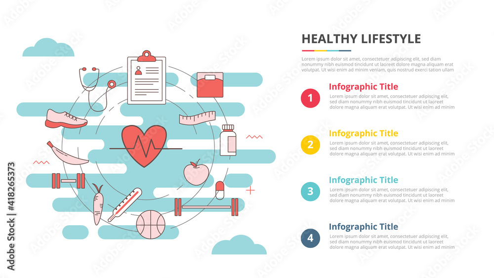 Obraz premium healthy lifestyle concept for infographic template banner with four point list information
