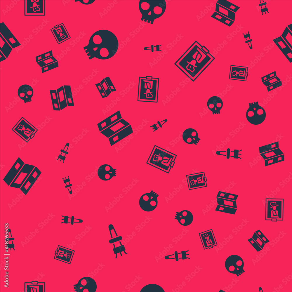 Set Torch flame, Human skull, Museum guide brochure and Portrait in museum on seamless pattern. Vector. Set Torch flame, Human skull, Museum guide brochure and Portrait in museum on seamless pattern. Vector.