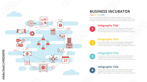business incubator concept for infographic template banner with four point list information