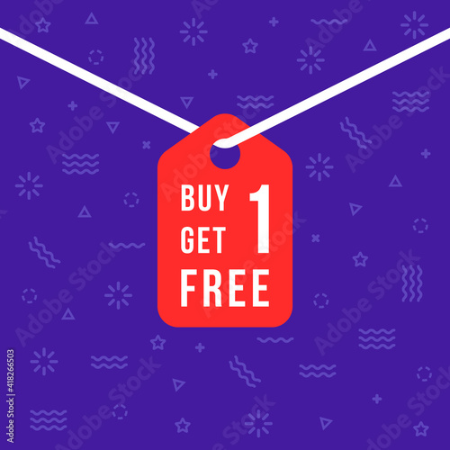 label with buy 1 get one free text