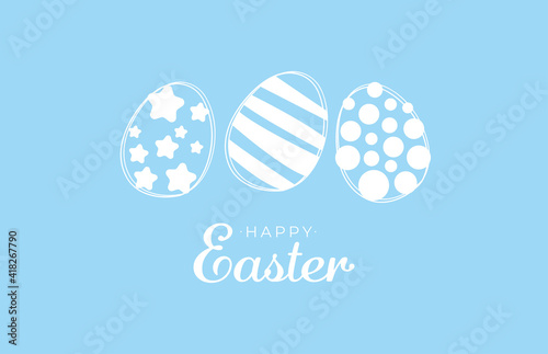 Happy Easter greeting card with easter eggs. Simple vector banner decoration.