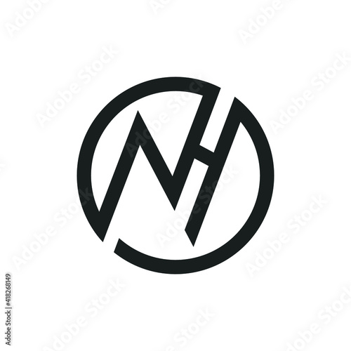 Creative abstract letter hn logo design. Linked letter nh logo design. photo