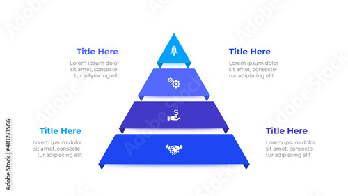 Pyramid infographics number options template. Vector illustration. Can be used for workflow layout, diagram, business step options, banner and web design