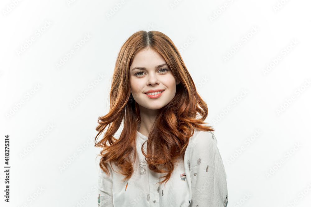 attractive woman red hair glamor emotion lifestyle