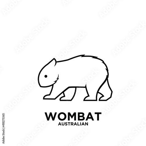 Australian wombat animal vector black line logo icon illustration design white background