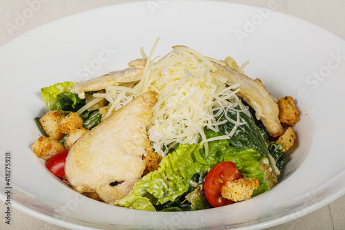 Traditional Caesar salad with chicken