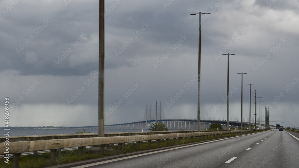 Oresund bridge under the storm clouds Oresund bridge under the storm clouds