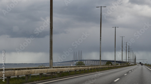 Oresund bridge under the storm clouds