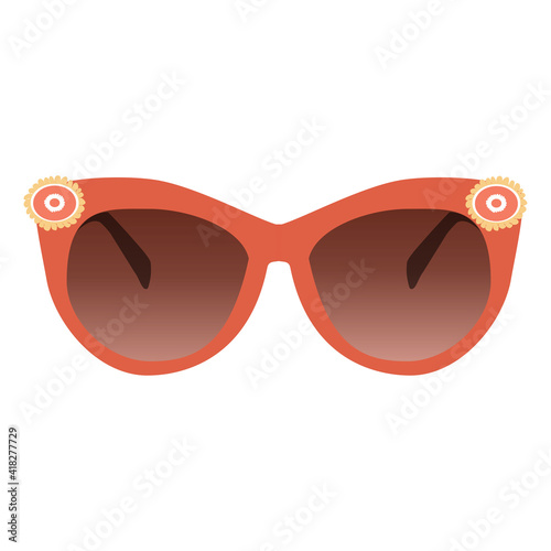 vector image of sunglasses in orange color with decor