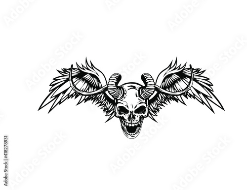 demonic skull wing vector