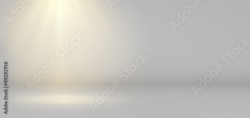 abstract grey and white gradient spotlight room texture background. Background with little grunge. Studio backdrop wallpaper light room wall and empty space.