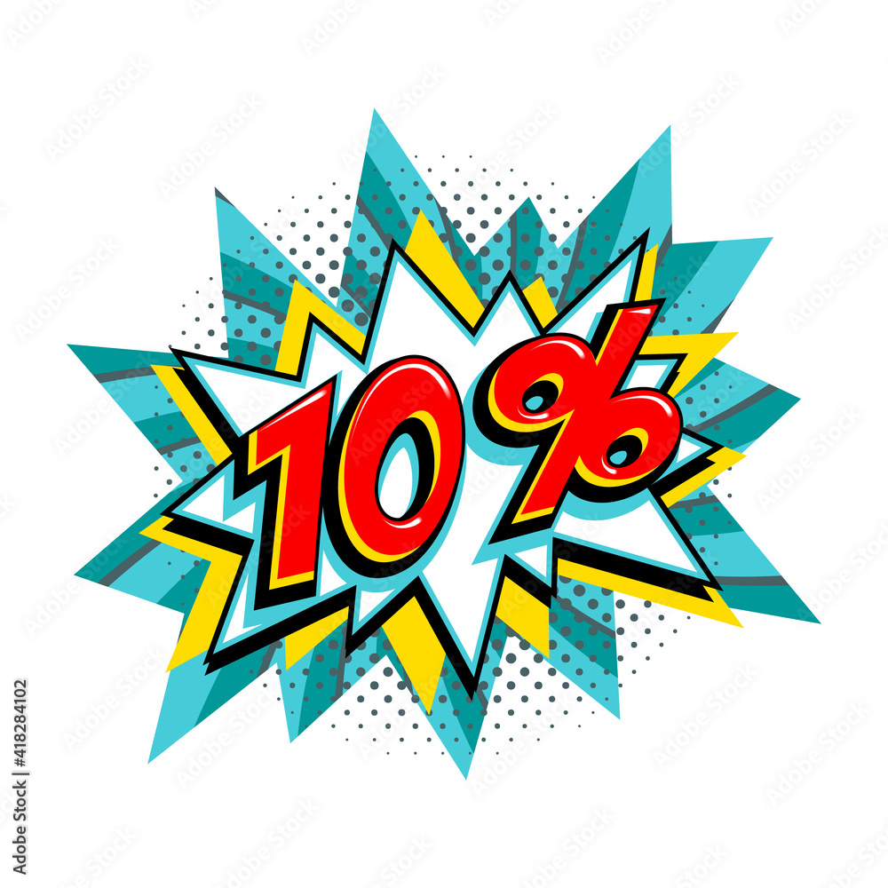 Comic turquoise sale bang balloon - Pop art style discount promotion banner. Vector illustration Comic turquoise sale bang balloon - Pop art style discount promotion banner. Vector illustration