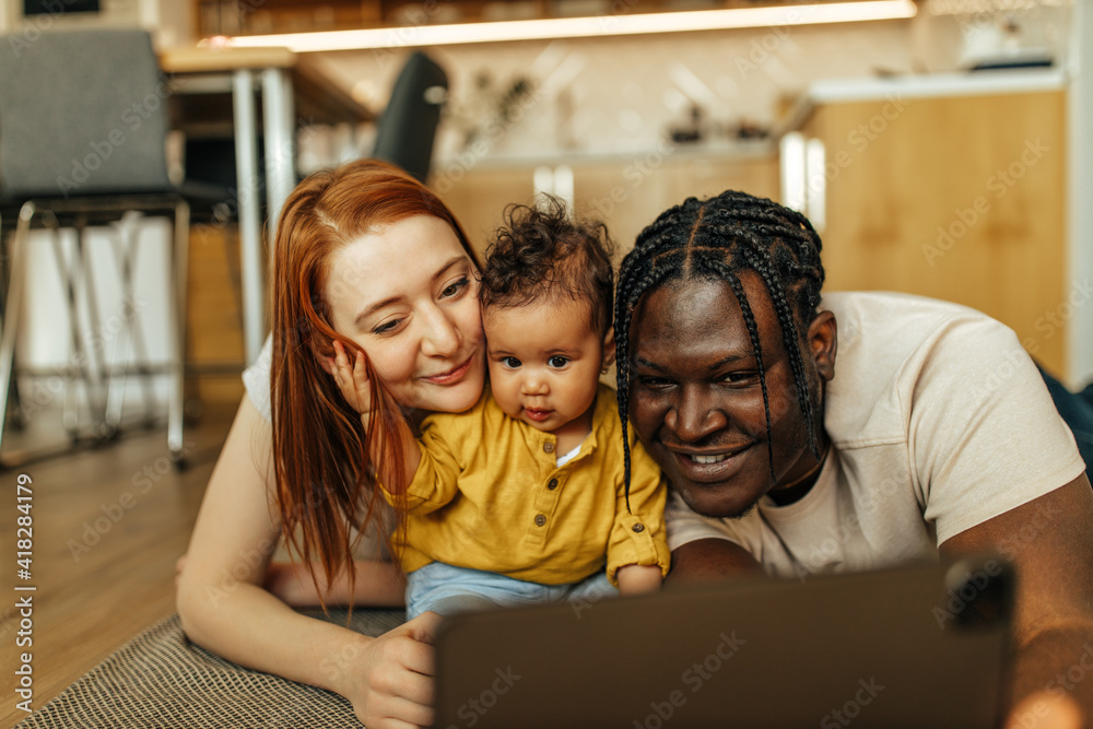 Portrait of a happy loving mixed race family. Portrait of a happy loving mixed race family.