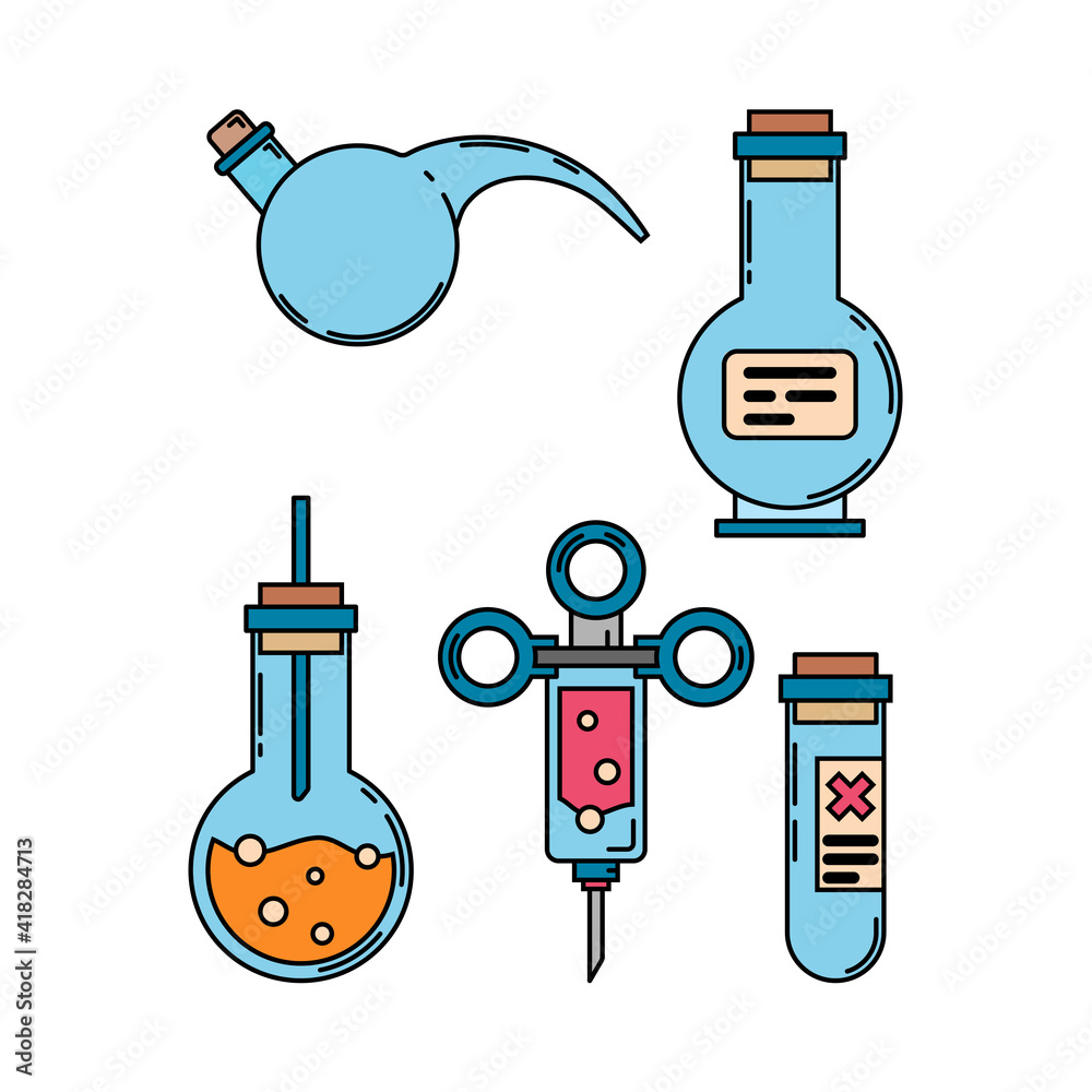 laboratory glassware icon set outline. science icon glassware
