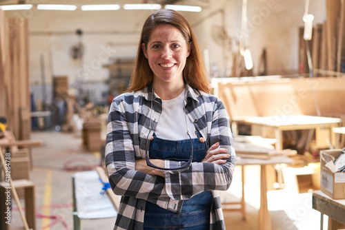 Woman as a craftsman in the carpenter's training photo