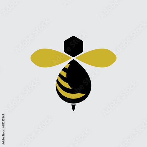 3D abstract bee logo design vector