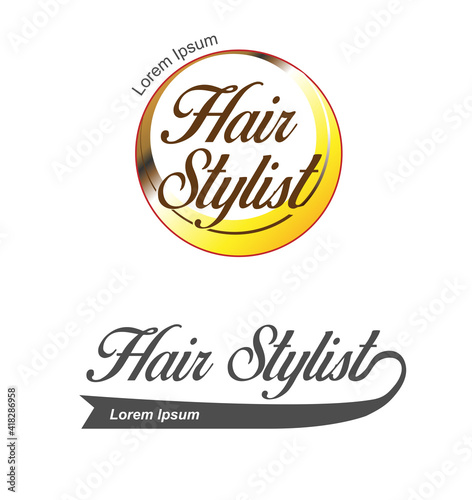 Hair salon vector logo. Hair stylist emblem. Beauty salon sign