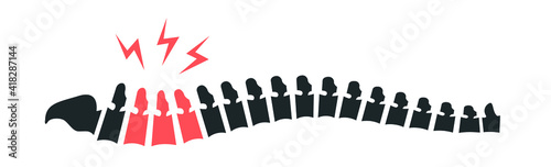 Backache. Back pain vector icon illustration isolated on white background. Damaged Dorsal Disks