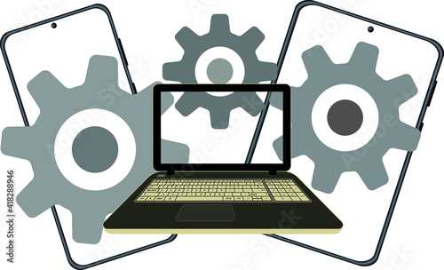 vector logo for pc and mobile phones repair 