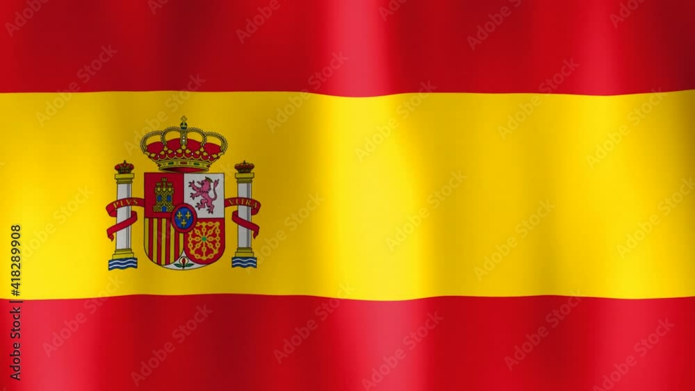 flag of spain in motion fluttering in light breeze. Wind waves sway flag of spain. Animated background for announcing events. Video flag of spain in motion fluttering in light breeze. Wind waves sway flag of spain. Animated background for announcing events. Video