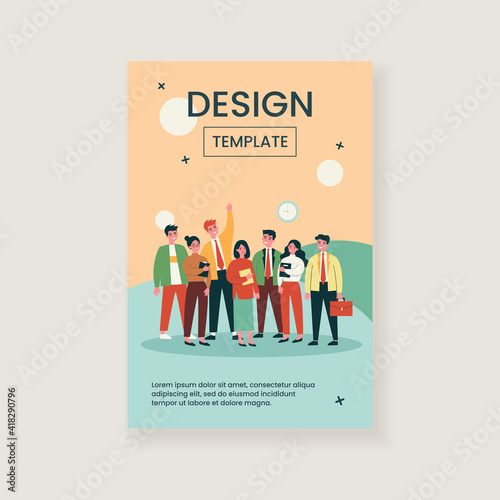Happy business colleagues team portrait. Group of office employees standing together. Vector illustration for corporate staff, career, job, professionals concept