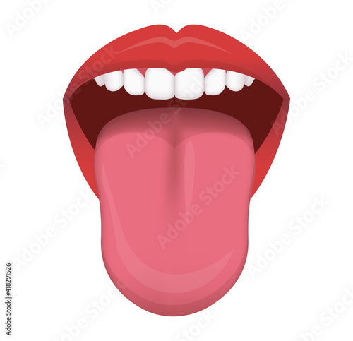 Fotografie, Obraz Healthy human tongue vector illustration