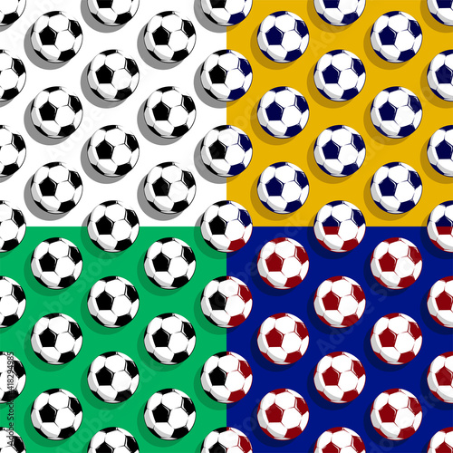 set of seamless patterns with soccer balls. Team sports  active lifestyle. Ornament for decoration and printing on fabric. Design element. Vector