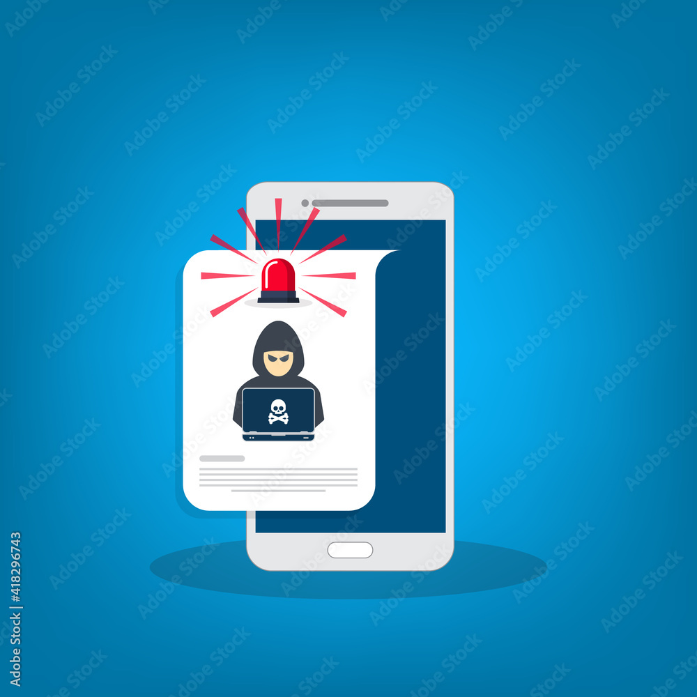Hacker, malware notification on mobile phone. Smartphone with hacker alert, spam data on cellphone fraud error message, scam, virus. Hacker, malware notification on mobile phone. Smartphone with hacker alert, spam data on cellphone fraud error message, scam, virus.