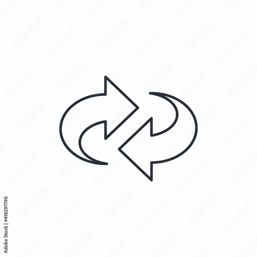Two arrows. The concept of cyclic rotation, repetition, recirculation, renewal, replacement by movement. Vector icon isolated on white background.
Two arrows. The concept of cyclic rotation, repetition, recirculation, renewal, replacement by movement. Vector icon isolated on white background.