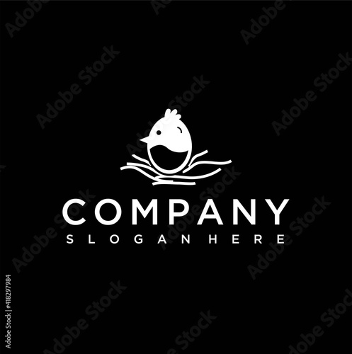 Hatched hen's egg silhouette logo design