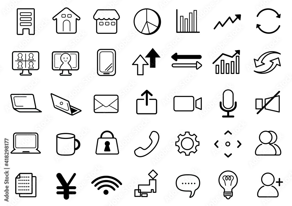 Fototapeta premium ビジネスアイコン パソコン グラフ