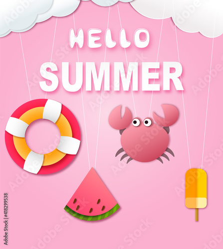 hello summer. paper cut card