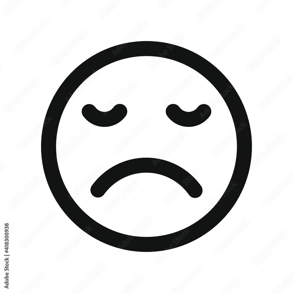 Vector illustration of emotions icon/ emoji on white background. Sadness emoji icon. Vector illustration of emotions icon/ emoji on white background. Sadness emoji icon.
