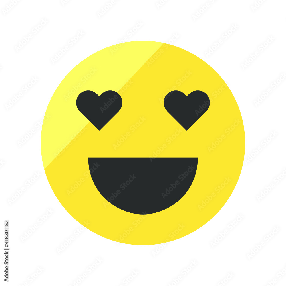 Vector illustration of emotions icon/ emoji on white background. Fallen in love emoji icon. Vector illustration of emotions icon/ emoji on white background. Fallen in love emoji icon.