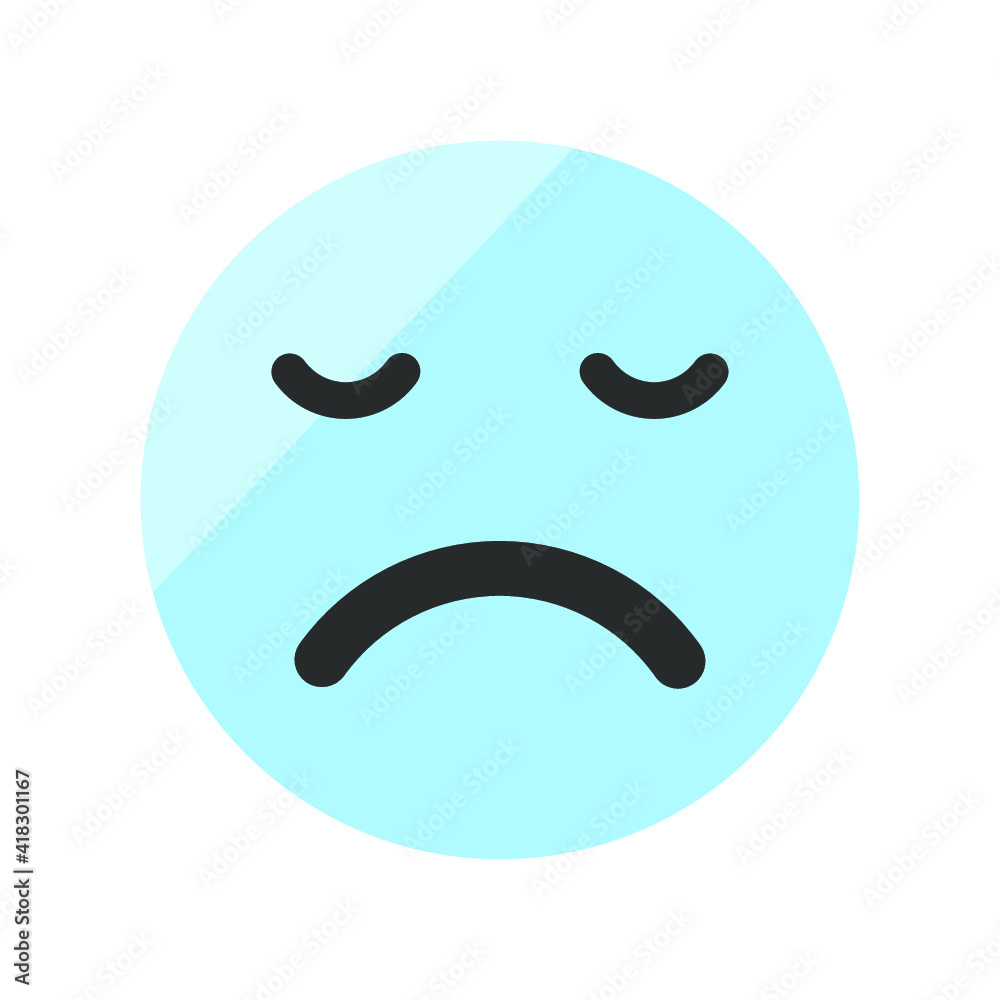 Vector illustration of emotions icon/ emoji on white background. Sadness emoji icon. Vector illustration of emotions icon/ emoji on white background. Sadness emoji icon.