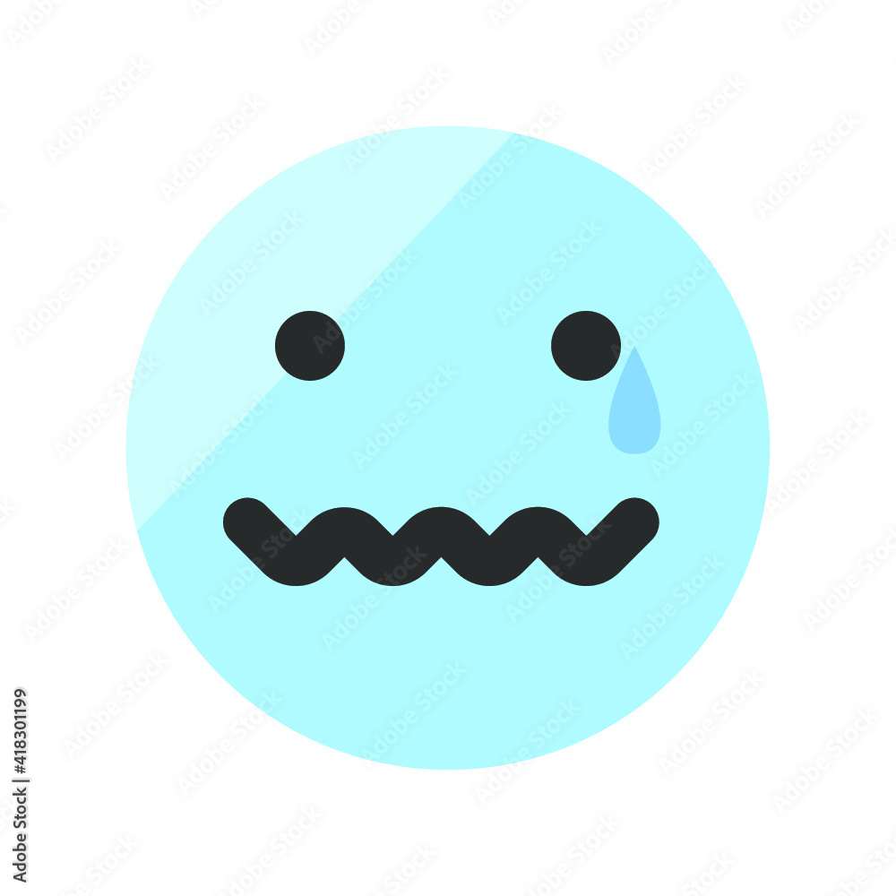 Obraz premium Vector illustration of emotions icon/ emoji on white background. Sadness emoji icon.