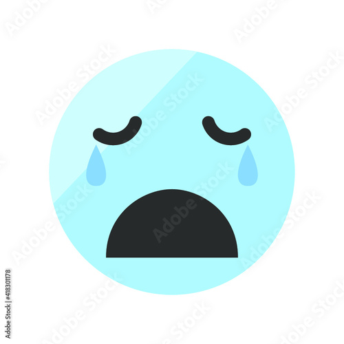 Vector illustration of emotions icon/ emoji on white background. Sadness emoji icon.
