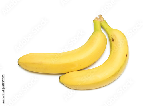 yellow ripe bananas on a white background