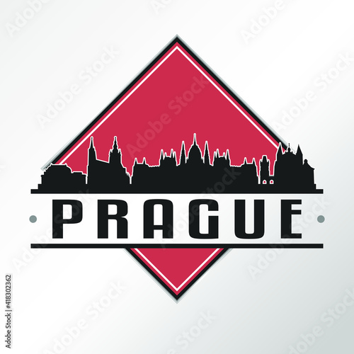 Prague Czech Republic Skyline Logo. Adventure Landscape Design. Vector Illustration Cut File.